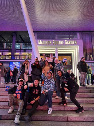 The Relentless Marketing team on the steps outside Madison Square Garden